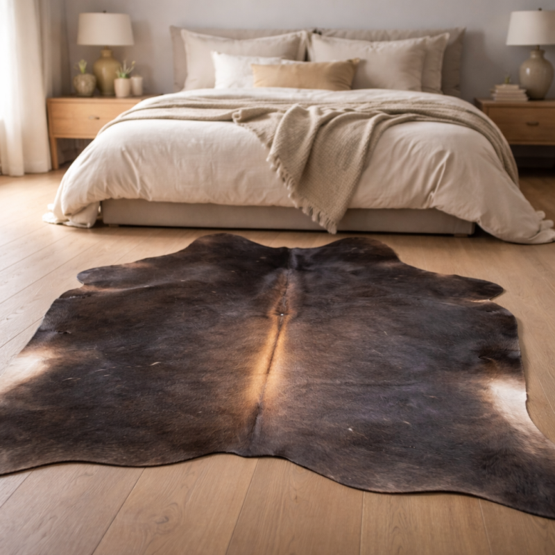Large Natural Brown Cowhide | Brown Cow Hide Rug| Brown Hair on Hide |