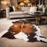 Tapis en peau de vache extra large, marron et blanc cassé | Peau de vache naturelle extra large