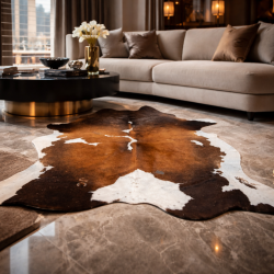 Extra Large Brown & off- White Cowhide Rug | X/Large Natural Cow Hide