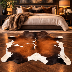 Extra Large Brown & off- White Cowhide Rug | X/Large Natural Cow Hide