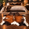 Tapis en peau de vache extra large, marron et blanc cassé | Peau de vache naturelle extra large