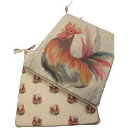 Rooster Reversible Tapered Seat Pads | Set of 2, 4, 6 or 8 Chair Pads