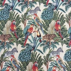 Tissu tapisserie naturelle forêt tropicale | Tissu imprimé tropical | Tissu pour loisirs créatifs