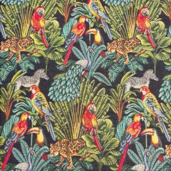Rainforest Black Tapestry Fabric |Tropical Printed Fabric |Craft Fabric