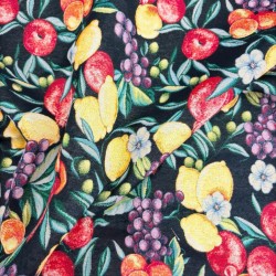 Black Fruit Tapestry Fabric |Fruit Printed Fabric |Fruit Craft Fabric