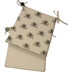 Small Pug Reversible Tapered Seat Pad | Set of 2, 4, 6 or 8 Chair Pads