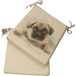 Large Pug Reversible Tapered Seat Pad | Set of 2, 4, 6 or 8 Chair Pads