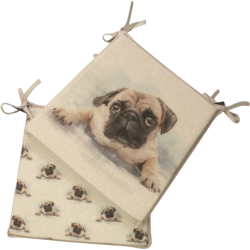 Large Pug Reversible Tapered Seat Pad | Set of 2, 4, 6 or 8 Chair Pads