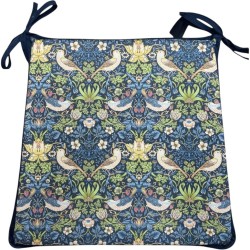 Tapered Seat Pad Strawberry Thief Navy | William Morris Print Seat Pads