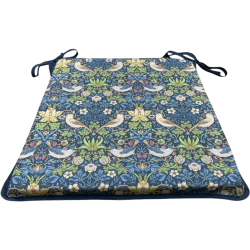 Tapered Seat Pad Strawberry Thief Navy | William Morris Print Seat Pads