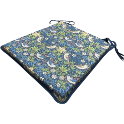 Tapered Seat Pad Strawberry Thief Navy | William Morris Print Seat Pads