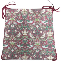 Tapered Seat Pad Strawberry Thief Crimson | William Morris Seat Pads
