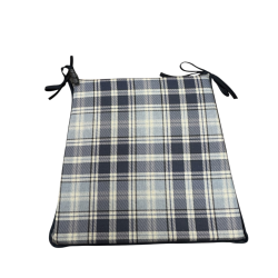 Highland Check Denim Tapered Seat Pads | Checked Tapered Chair Pads