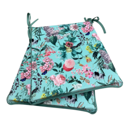 Velvet Tranquillity Tapered Seat Pads | Floral Velvet Chair Pads |