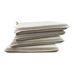 Coussins d'assise coniques en lin uni | Coussins d'assise coniques beiges avec attaches |
