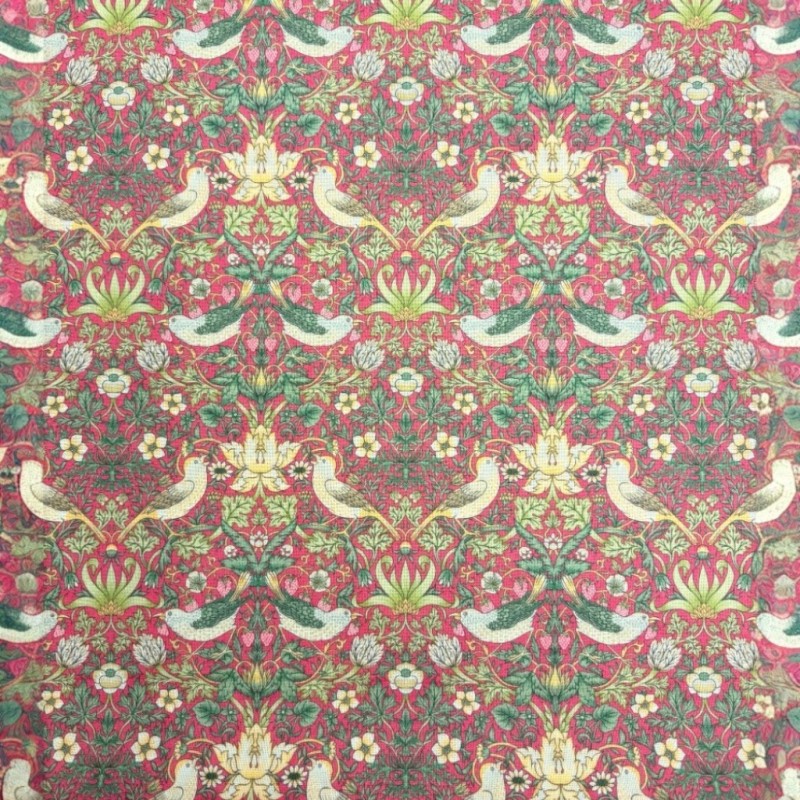 Tissu rouge Strawberry Thief | Tissu William Morris | Tissu rouge