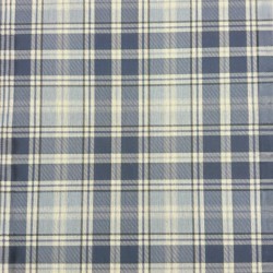 Highland Check Denim Stoff | Blaues Tartan-Karomuster Stoff | Blaue Karos