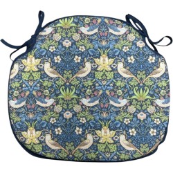 Coussin de siège à fuseaux bleu marine Strawberry Thief | Coussins de chaise à fuseaux à motifs floraux |