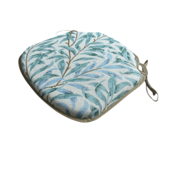 Coussin de chaise à fuseaux, tapisserie motif branches de saule et embruns | Coussin de chaise bleu-vert