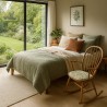 Green & Grey Floral Spindle Seat Pads | Green Leafed Spindle Chair Pads