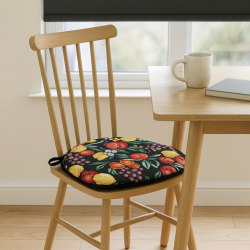 Schwarze Früchte Gobelin-Spindelsitzauflage | Frucht-Design Spindelstuhlauflage