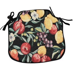 Schwarze Früchte Gobelin-Spindelsitzauflage | Frucht-Design Spindelstuhlauflage