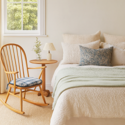 Spindle Seat Pads Highland Check Denim | Checked Spindle Chair Pads