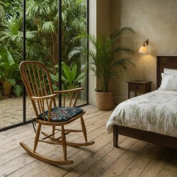 Black Rainforest Tapestry Spindle Seat Pad | Tapestry Spindle Chair Pad