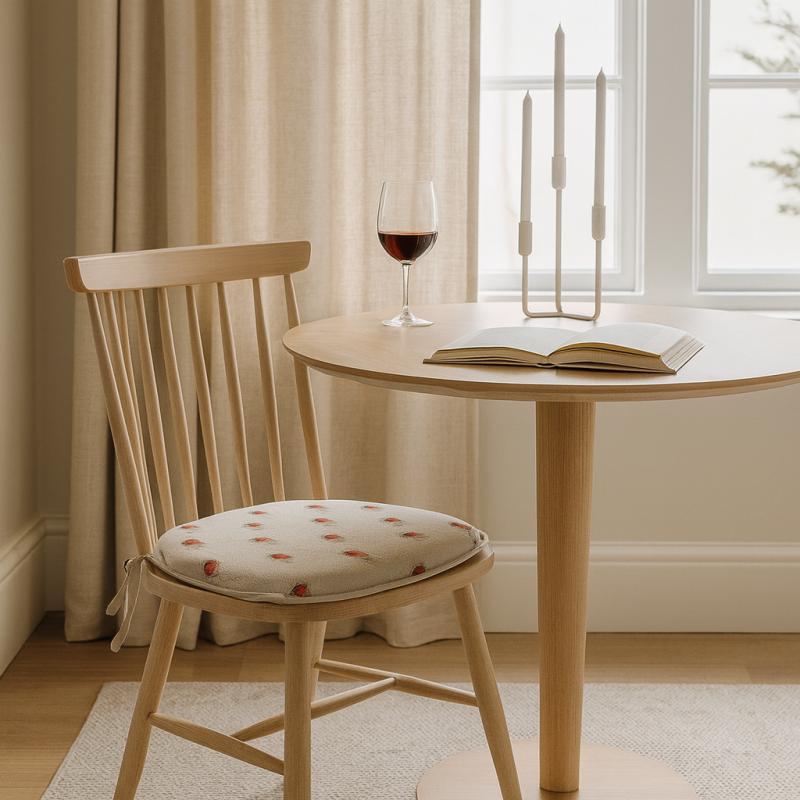 Red Robin Spindle Shaped Seat Pads | Robin Print Spindle Chair Pads |