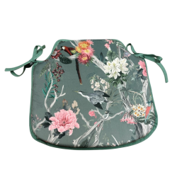 Velvet Chinoiserie Spindle Seat Pads  | Luxury Printed Velvet Seat Pads