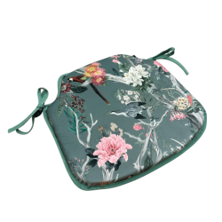 Velvet Chinoiserie Spindle Seat Pads  | Luxury Printed Velvet Seat Pads