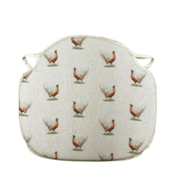 Spindle Shaped Pheasant Seat Pads | Pheasant Print Spindle Chair Pads