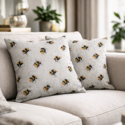 Small Bee Sofa Cushions | Bee Print Cushions | Bumblebee Cushions