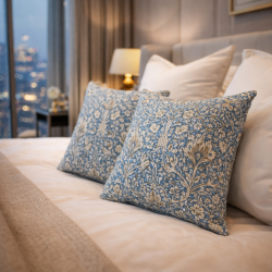 Snakeshead Denim Cushions | Patterned Scatter Cushions | Blue Cushions