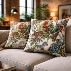 Natural Rainforest Tapestry Cushions | Patterned Tapestry Sofa Cushions