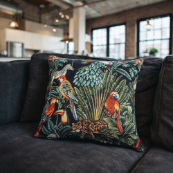 Coussins carrés en tapisserie Forêt tropicale noire | Coussins en tapisserie à motifs