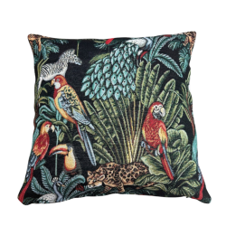 Black Rainforest Tapestry Square Cushions | Patterned Tapestry Cushions