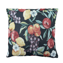 Coussins de canapé en tapisserie à motifs de fruits noirs | Coussins en tapisserie à motifs de fruits