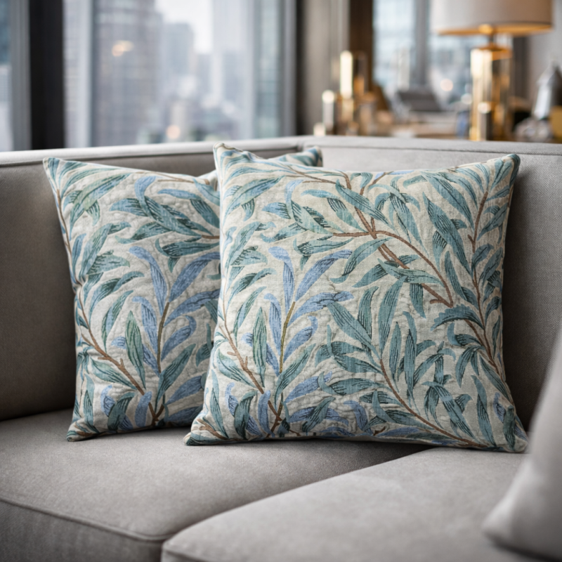 Willow Bough Seaspray Tapisserie-Kissen | Gemusterte Tapisserie-Kissen