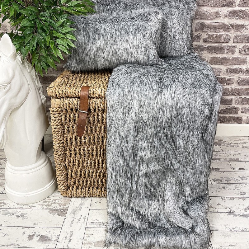 CLEARANCE! Grey Squirrel Faux Fur Bed Runner | Grey Fur Bed Runner