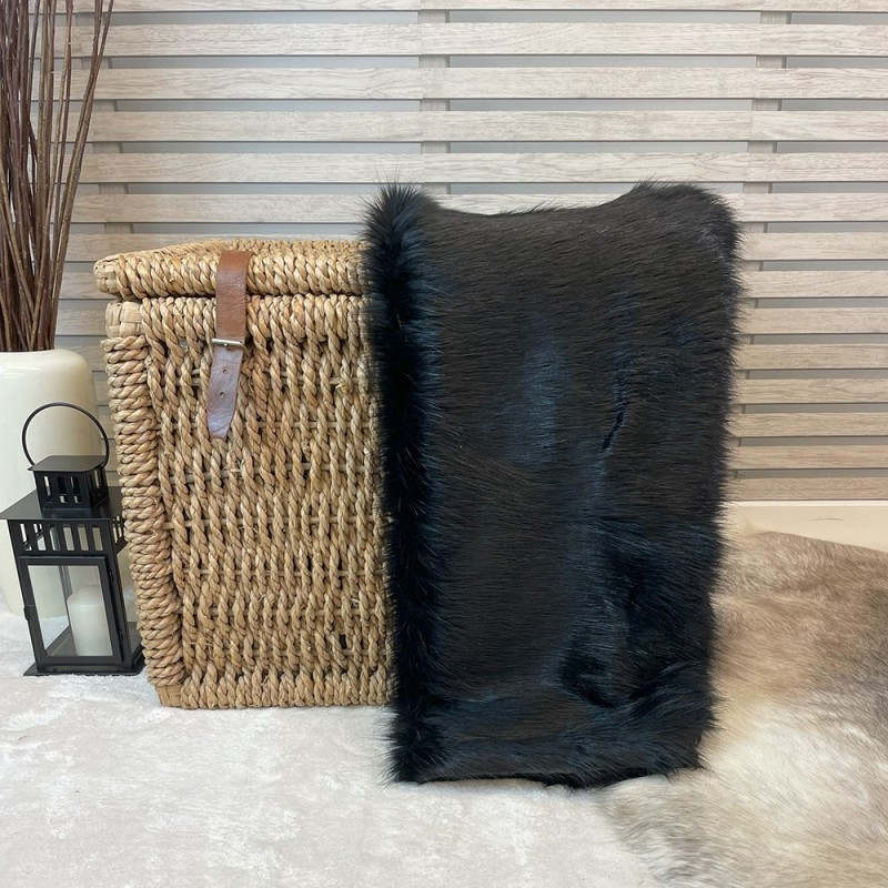 CLEARANCE! Black Bear Faux Fur Bed Runner | Plain Black Fur Bed Runner