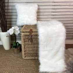 CLEARANCE! Deluxe Polar Kunstfell Bettläufer | Weißer Fell Bettläufer