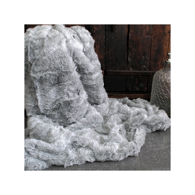 CLEARANCE! Old Ash Faux Fur Throw | Pale Grey Faux Fur Sofa Throw