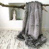 CLEARANCE! Black Base Koala Faux Fur Throw | Grey Faux Fur Sofa Throw