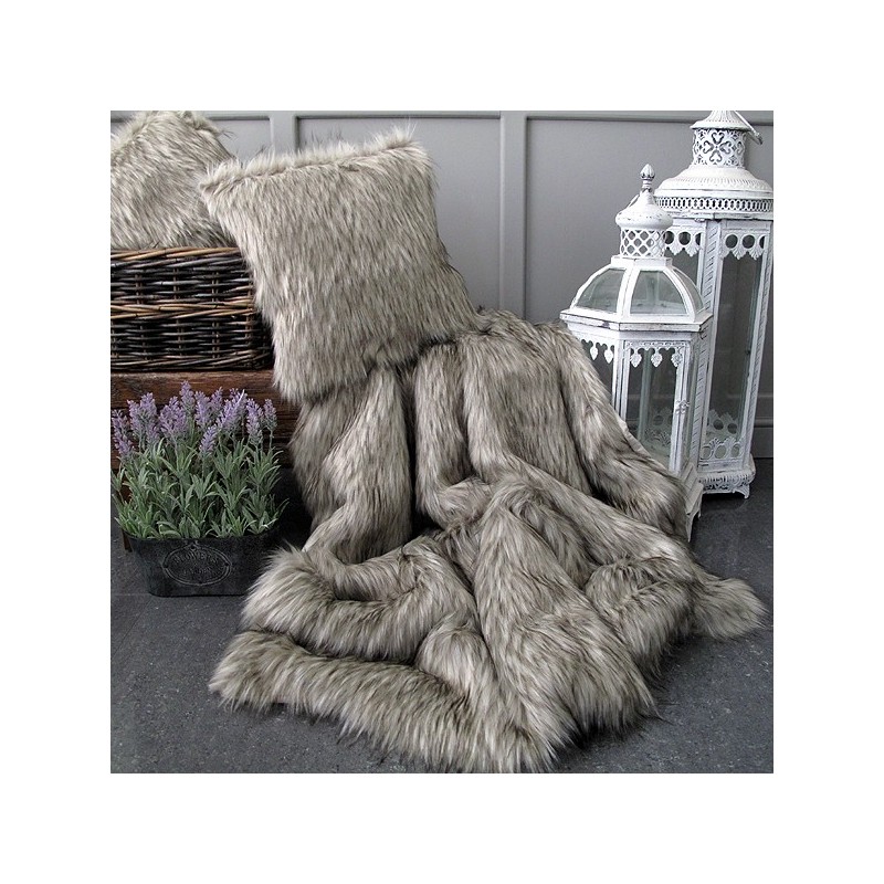 CLEARANCE! Raccoon Faux Fur Bed Runner | Tri-Colour Faux Fur Bed Runner