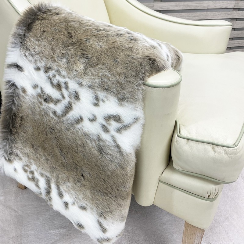 KLARNA! Beige Lynx Kunstfell Bettläufer | Tiermuster Bettläufer