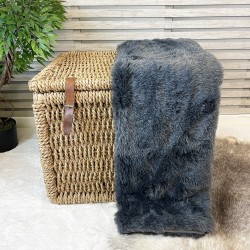 CLEARANCE! Grauer Dachs Kunstfell-Bettläufer | Grauer Fell-Bettläufer