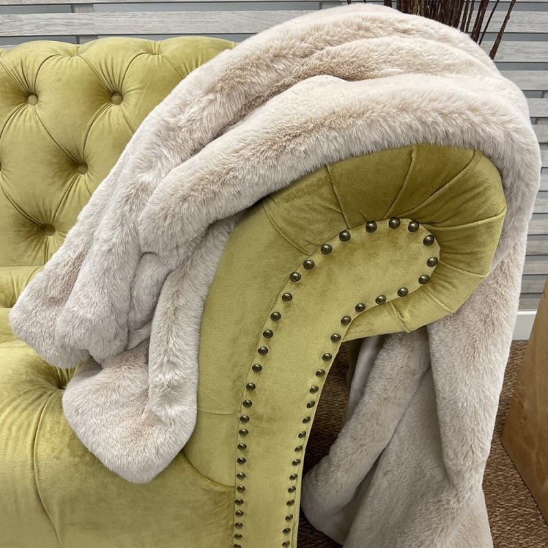 CLEARANCE! Richmond Beige Kunstfell-Bettläufer | Beiger Fell-Bettläufer