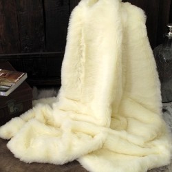 CLEARANCE! Cremefarbener Kunstpelz-Überwurf aus Eisbärfell | Cremefarbener Pelz-Sofaüberwurf