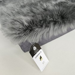 Large Genuine Sheepskin Orthopaedic Dog Bed. Grey Memory Foam Dog Bed